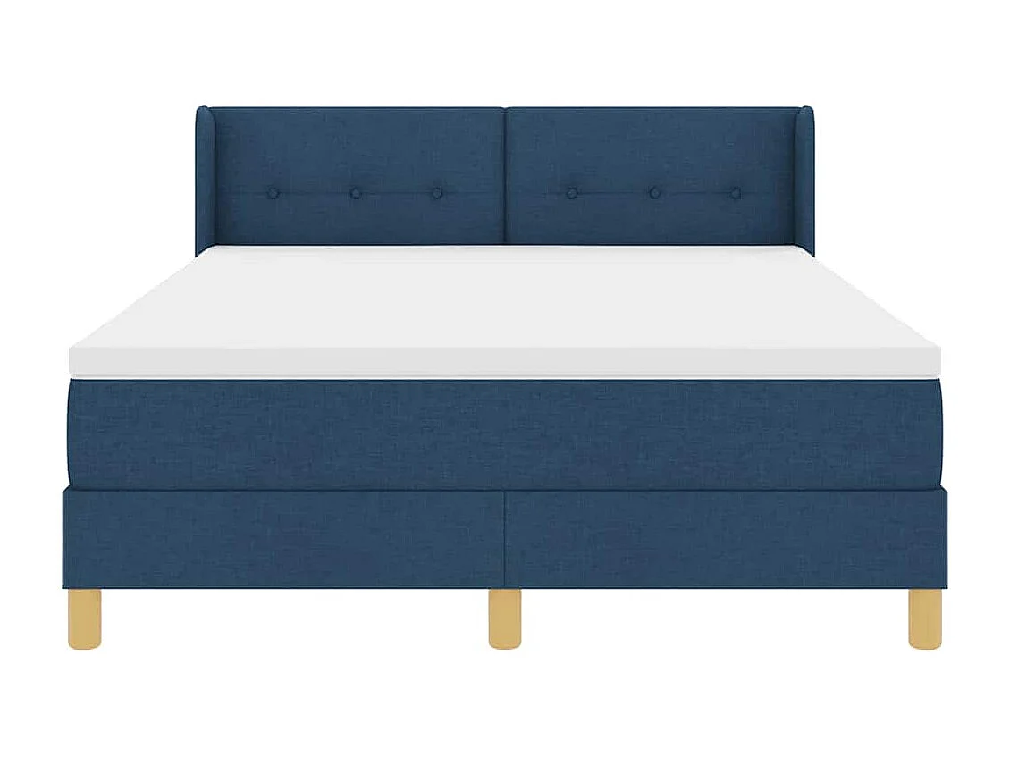 Cadre de lit avec matelas Bleu 140 x 200 cm tissu