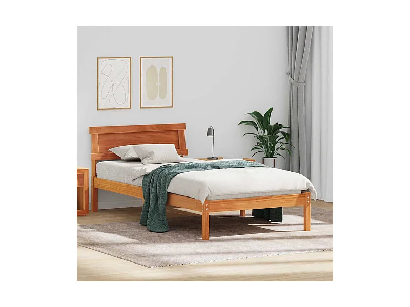 Estrutura da Cama com cabeceira Castanho-mel 80 x 200 cm