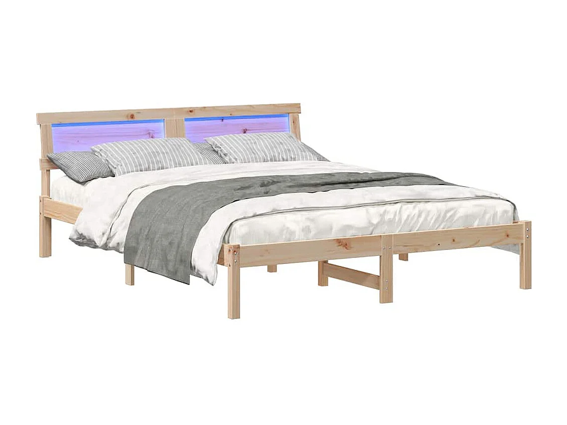 Bedframe met hoofdeinde Bruin 150 x 200 cm Massief grenenhout