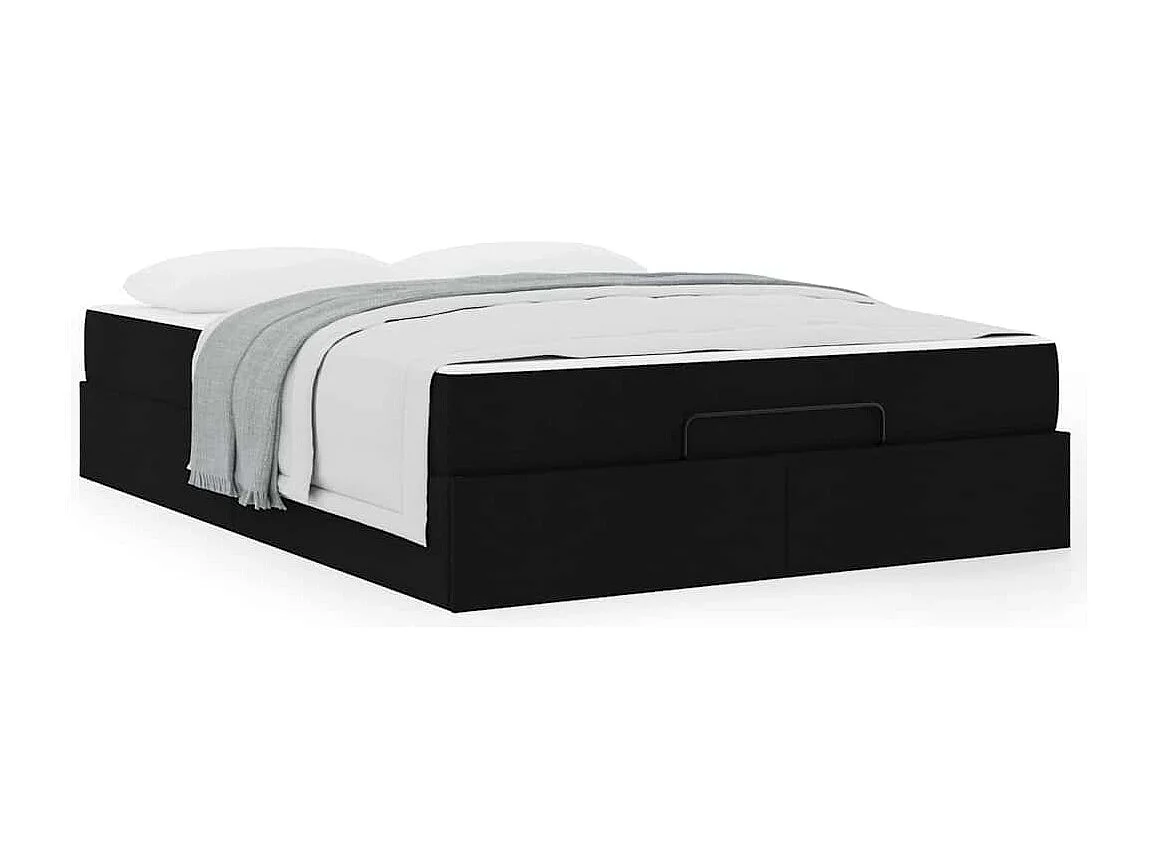 Cadre de lit avec stockage Noir 160 x 200 cm tissu