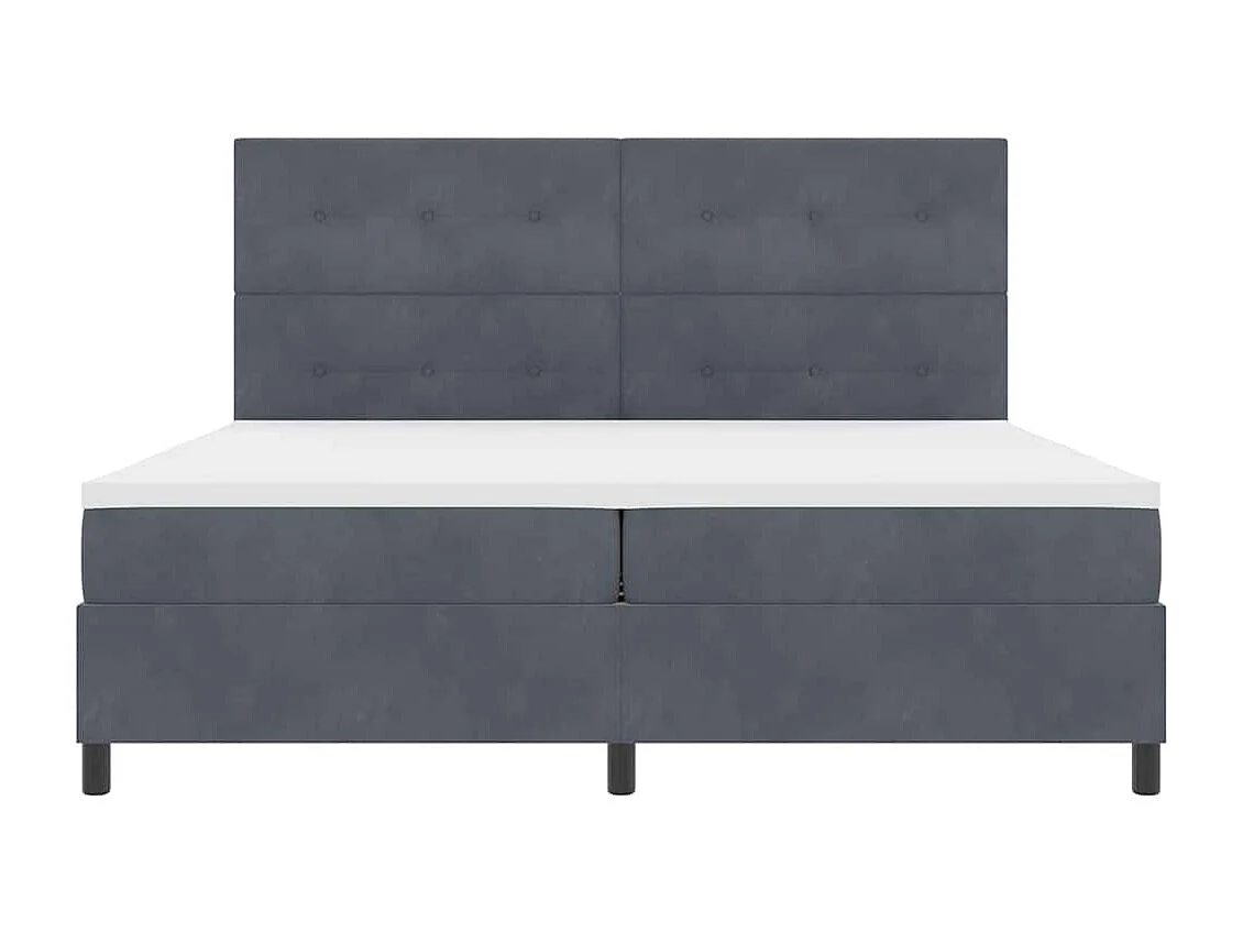 Cadre de lit avec matelas Gris foncé 200 x 200 cm Velours