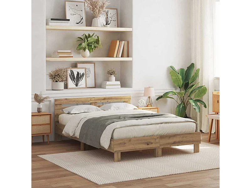 Estructura de cama con cabecera Roble artisan 150 x 200 cm