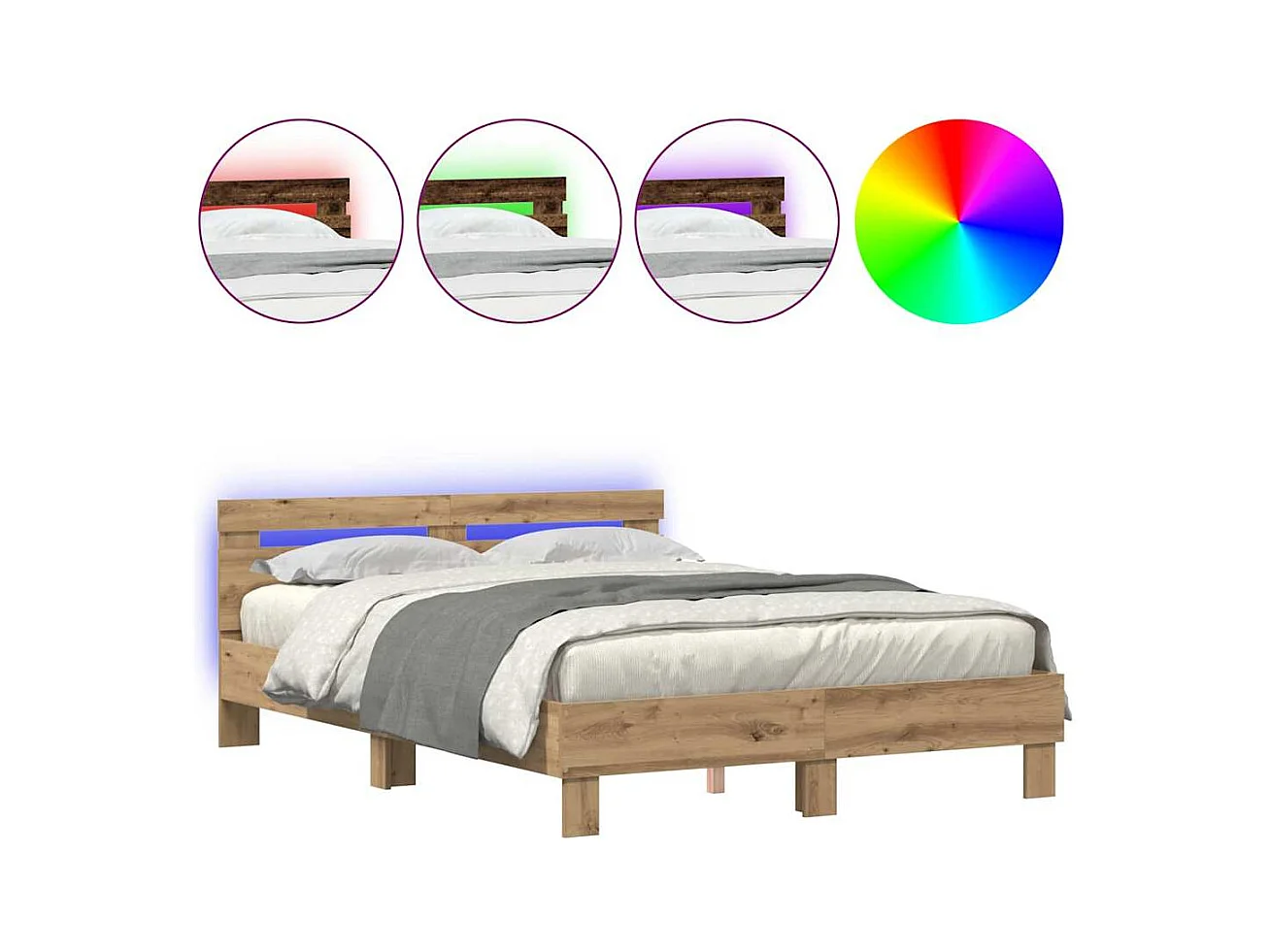 Estructura de cama con cabecera Roble artisan 150 x 200 cm