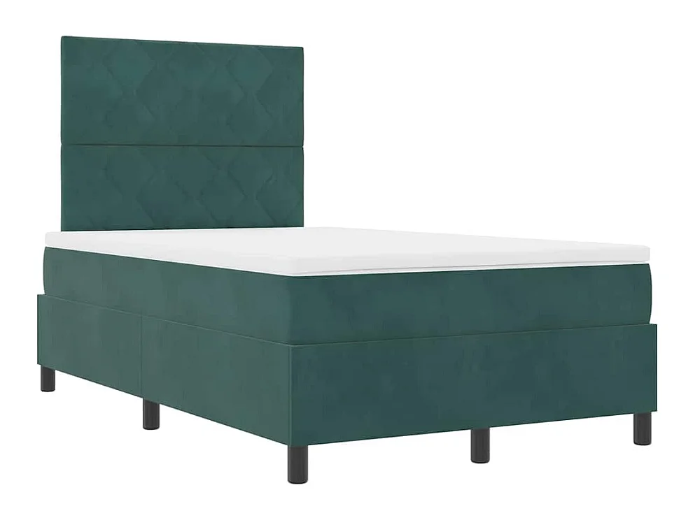 Cadre de lit avec matelas Vert foncé 120 x 190 cm Velours