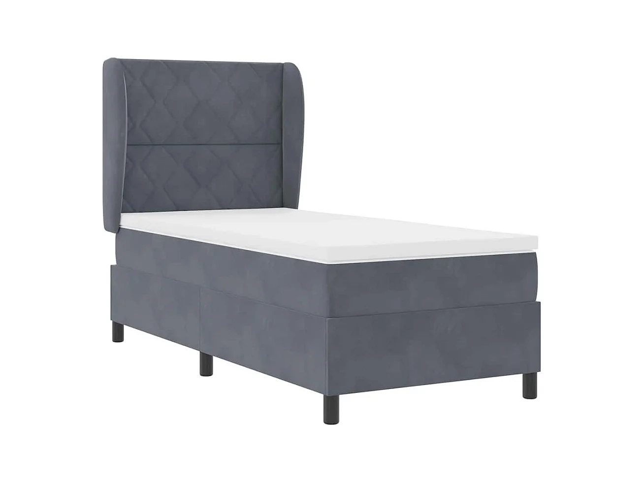 Cadre de lit avec matelas Gris foncé 100 x 200 cm Velours