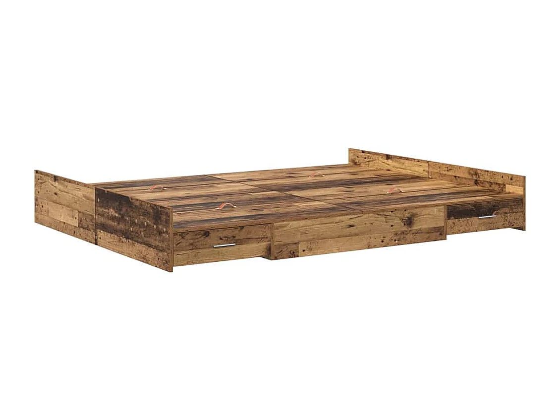 Cama con almacenamiento con cabecera Madera vieja 160 x 200 cm