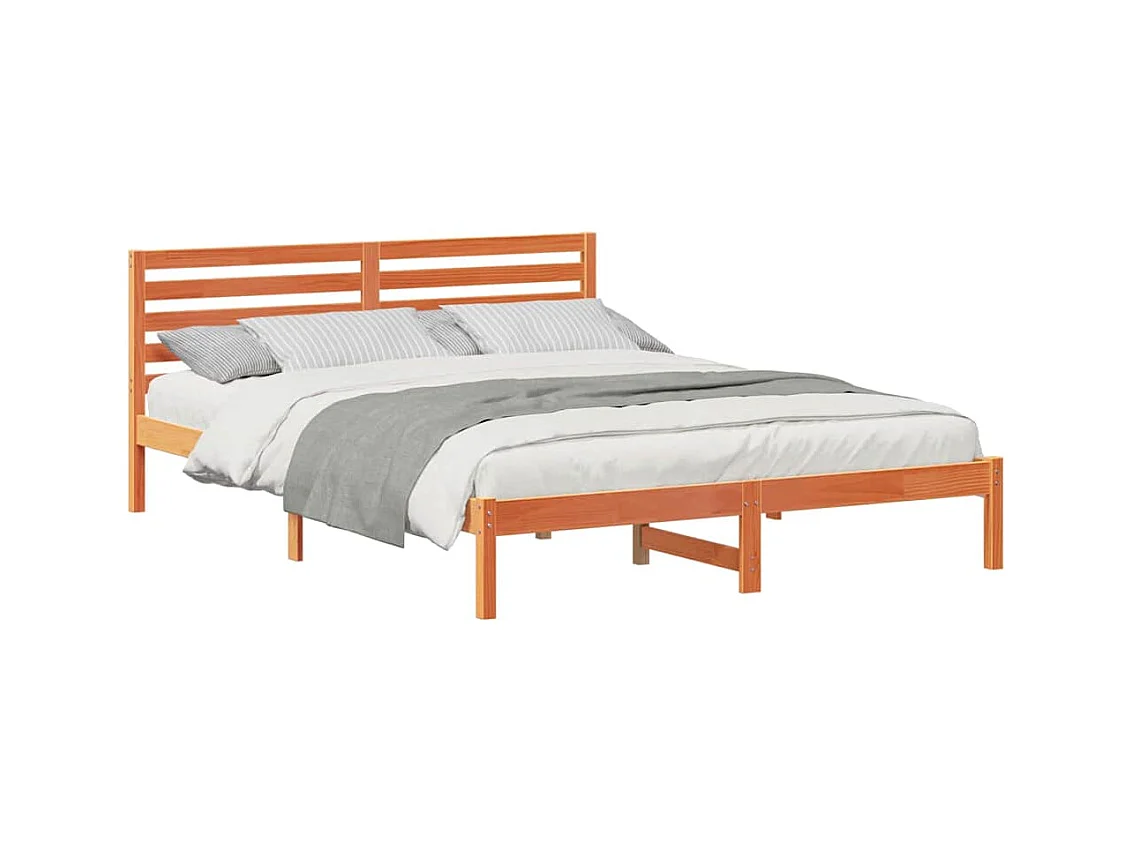 Estrutura da Cama com cabeceira Castanho-mel 160 x 210 cm