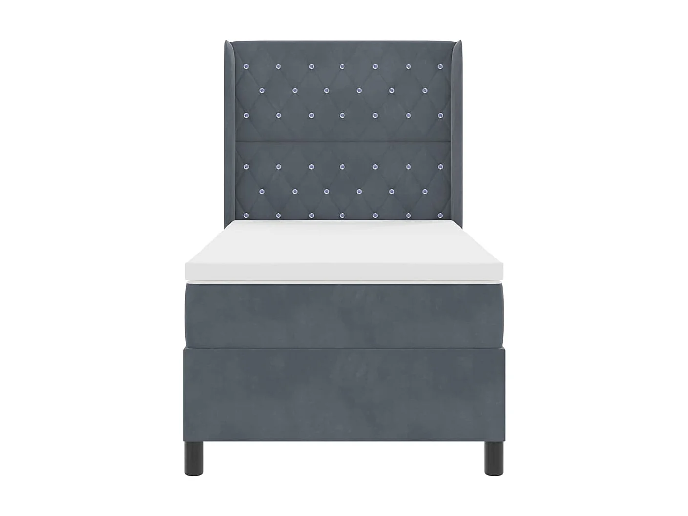 Cama con Box Spring LED y Colchón Gris oscuro 90 x 200 cm