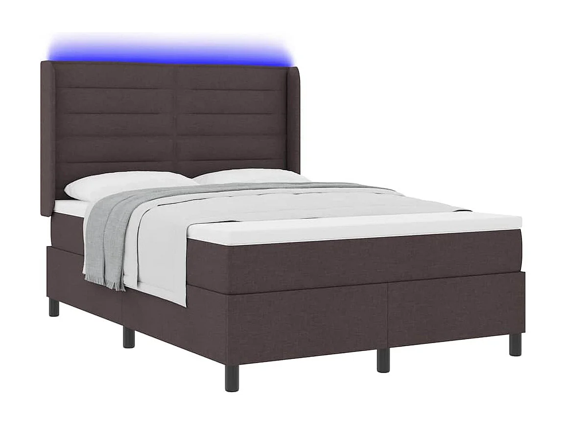 Cama tipo Box Spring Marrón oscuro 140 x 200 cm tela