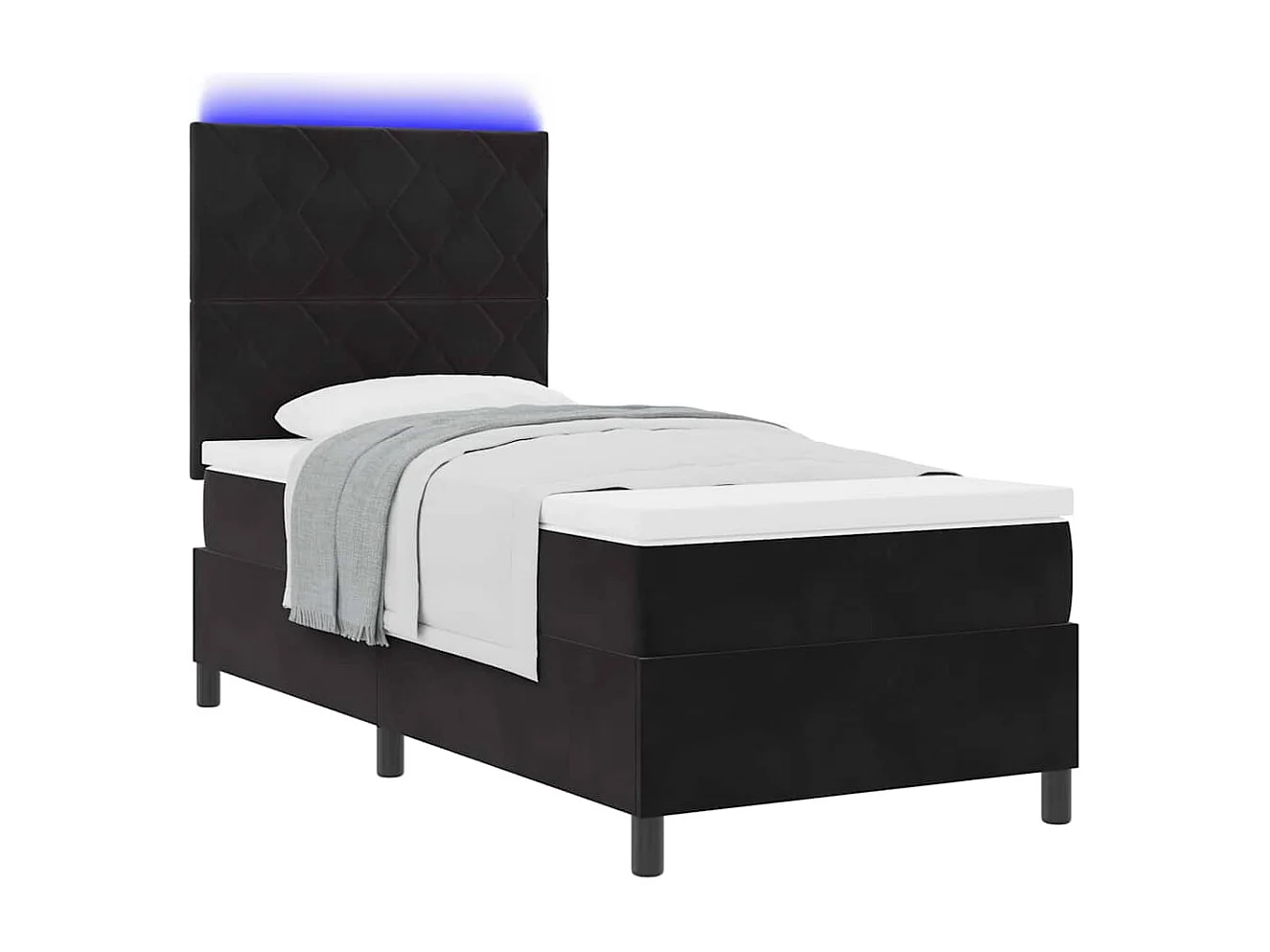 Cadre de lit avec matelas Noir 100 x 200 cm Velours
