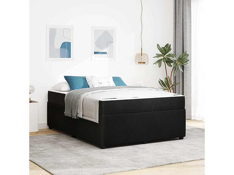 Estructura de cama con colchón Negro 140 x 200 cm Terciopelo