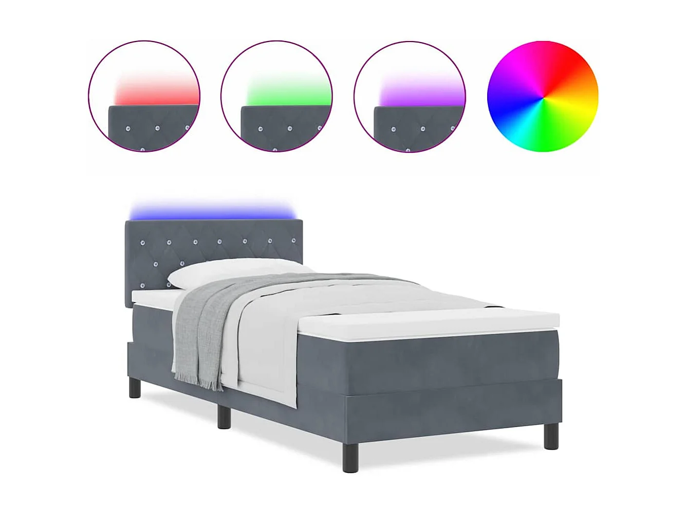 Boxspring bed met matras Donkergrijs 90 x 190 cm Fluweel