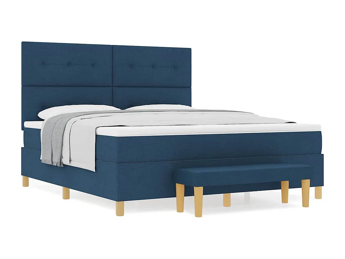 Cama tipo Box Spring con colchón Azul 180 x 200 cm tela