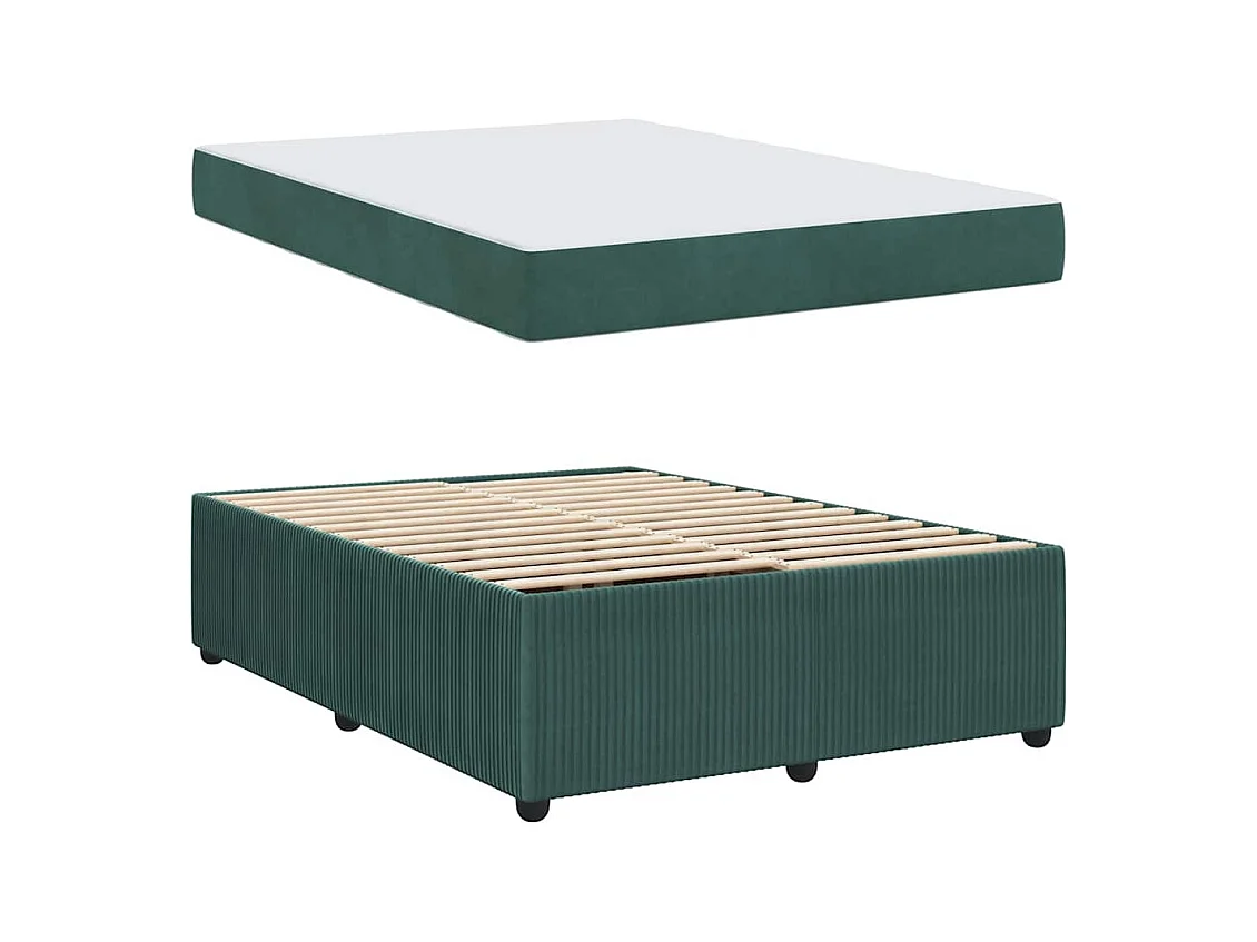 Estructura de cama con colchón Verde oscuro 140 x 200 cm