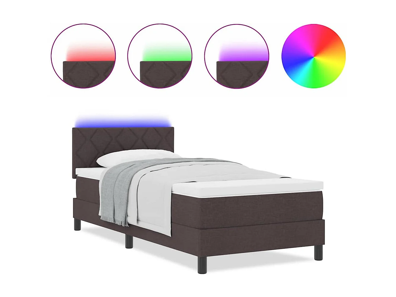 Cama tipo Box Spring con colchón Marrón Oscuro 90 x 200 cm tela