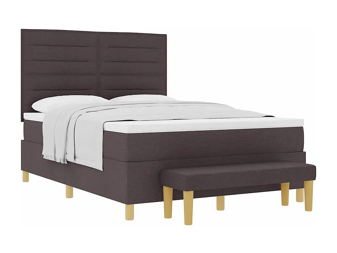 Cama tipo Box Spring Marrón oscuro 140 x 200 cm tela