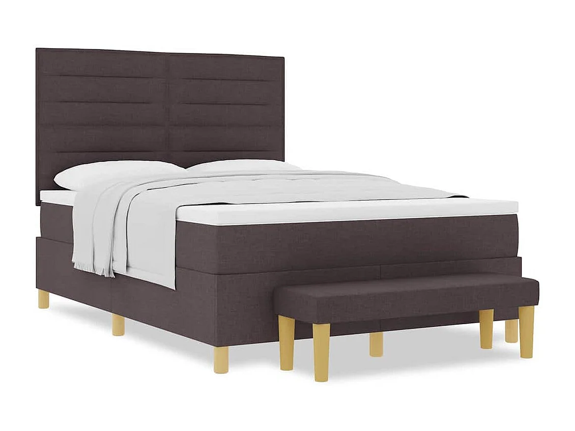 Cama tipo Box Spring Marrón oscuro 140 x 200 cm tela