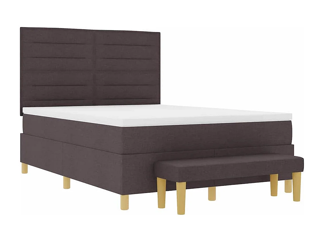 Cama tipo Box Spring Marrón oscuro 140 x 200 cm tela