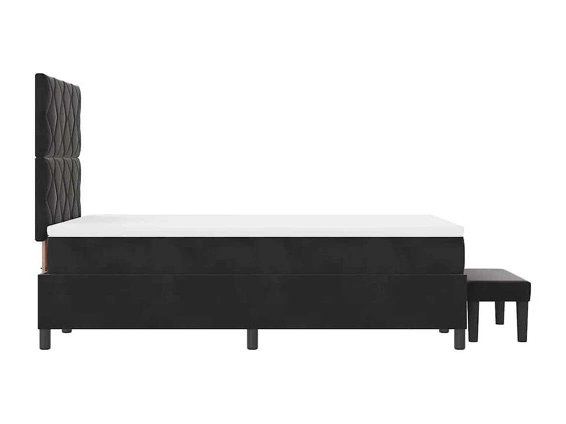 Cama tipo Box Spring con colchón Negro 120 x 190 cm Terciopelo