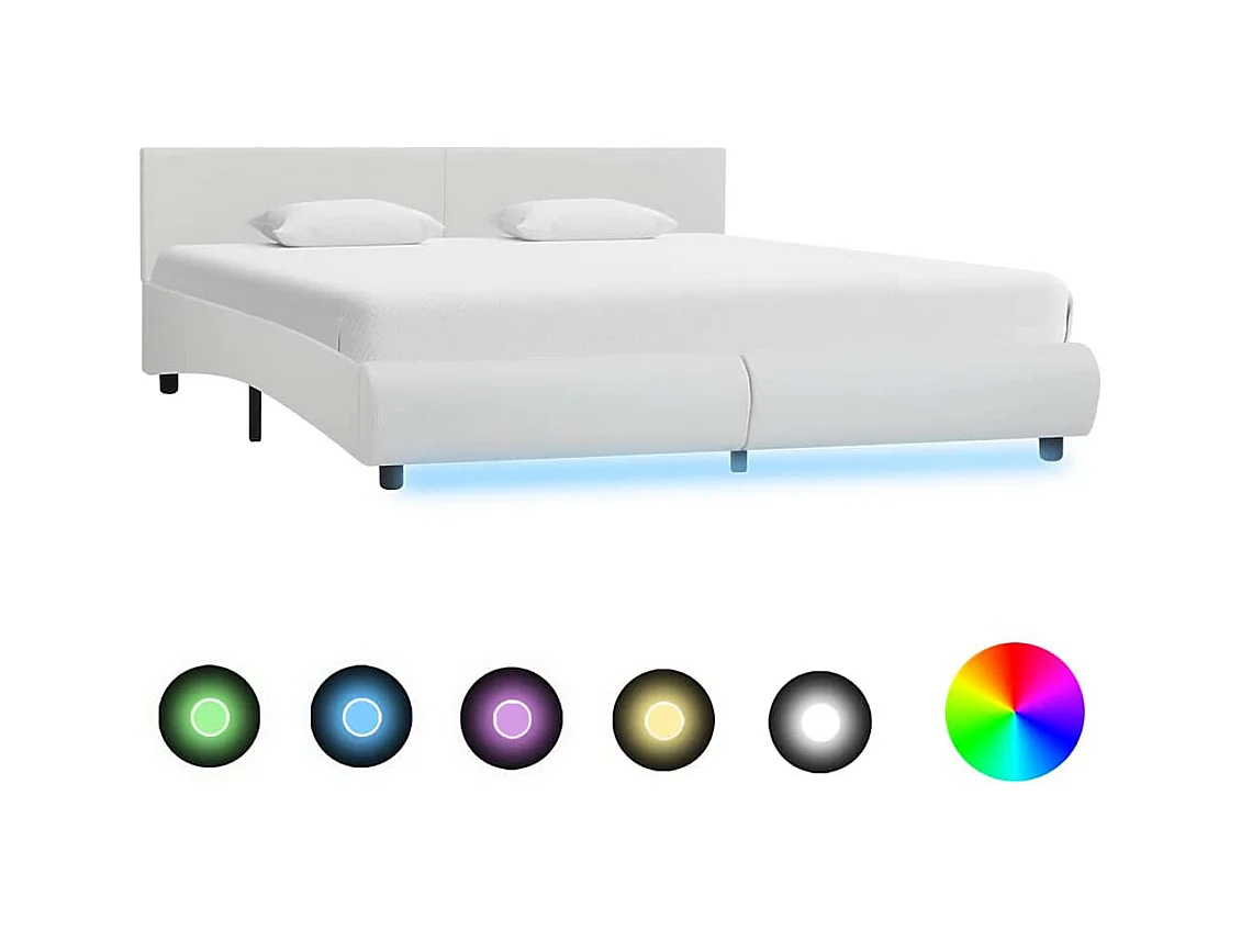 Cadre de lit avec LED sans matelas blanc 180x200 cm
