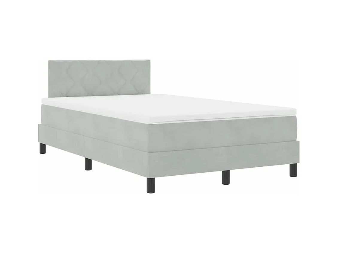 Cadre de lit avec matelas Gris clair 120 x 200 cm tissu