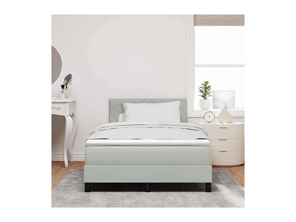Cadre de lit avec matelas Gris clair 120 x 200 cm tissu