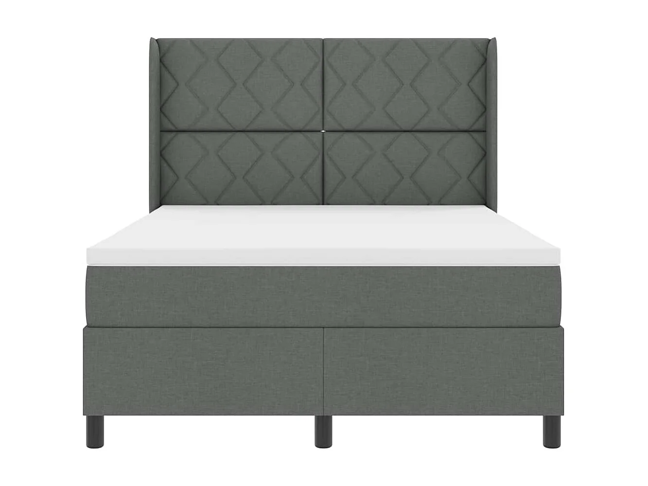 Cadre de lit avec matelas Gris foncé 140 x 200 cm tissu