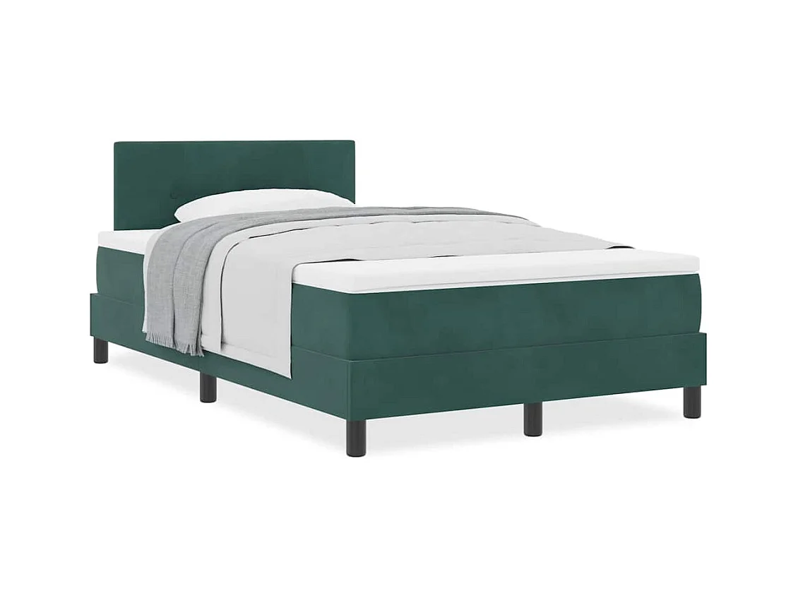 Cadre de lit avec matelas Vert foncé 120 x 190 cm tissu