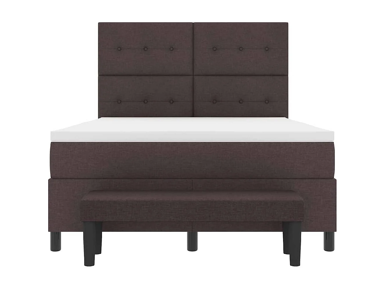 Cadre de lit avec matelas Marron foncé 140 x 190 cm tissu