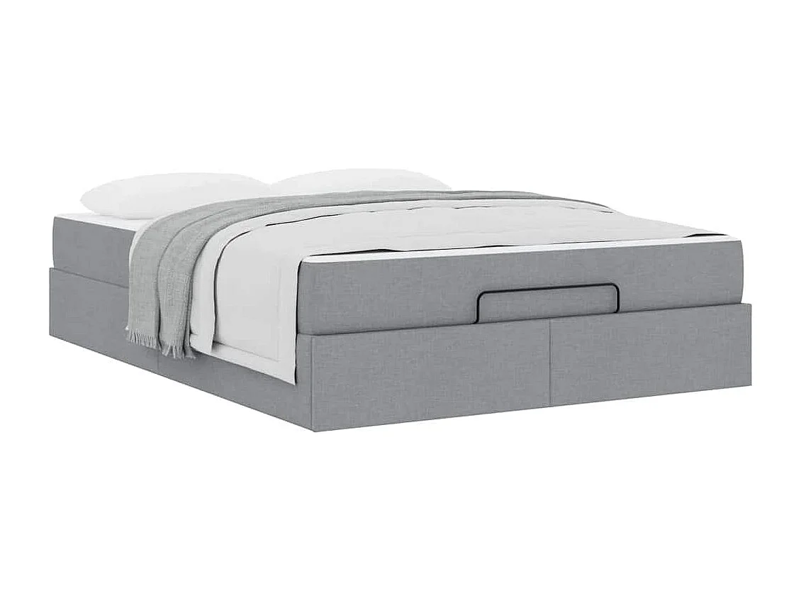 Cadre de lit avec stockage Gris clair 160 x 200 cm tissu