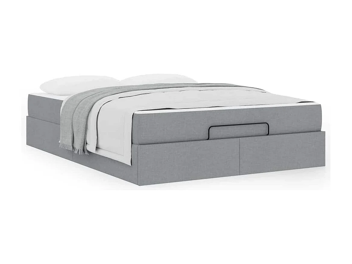 Cadre de lit avec stockage Gris clair 160 x 200 cm tissu