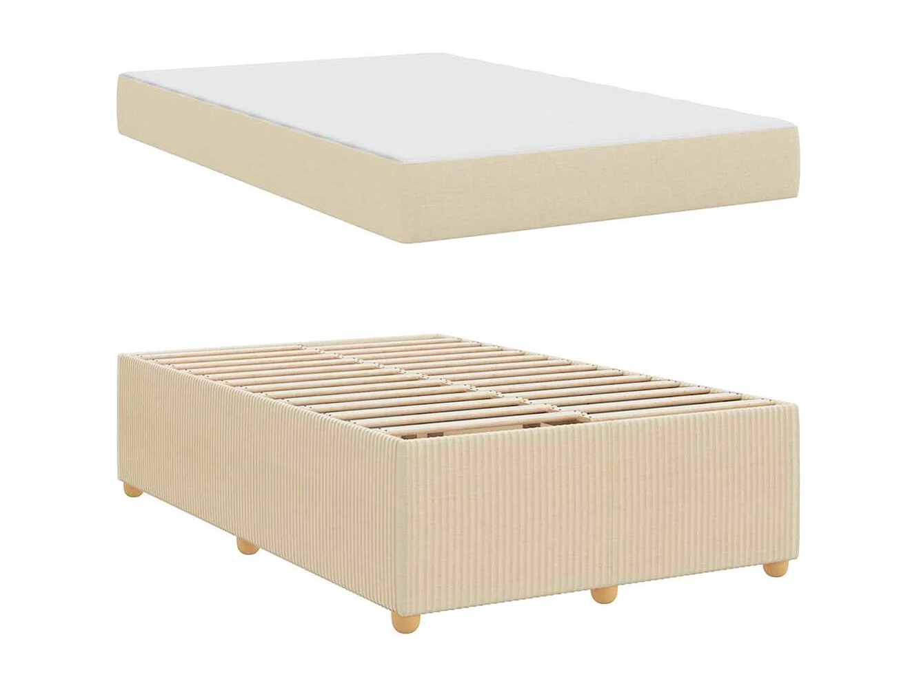 Estrutura de cama com colchão Creme 120 x 190 cm tecido