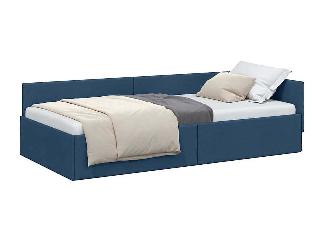 Estrutura de Cama de Canto com cabeceira Azul 100 x 200 cm