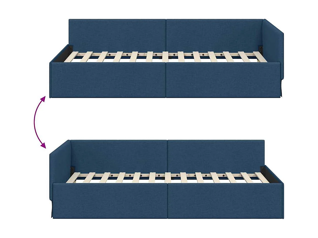 Estrutura de Cama de Canto com cabeceira Azul 100 x 200 cm