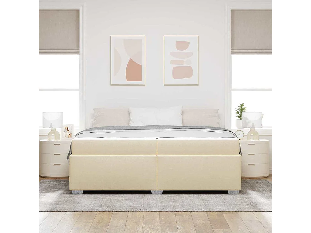 Cadre de lit Crème 200 x 200 cm tissu