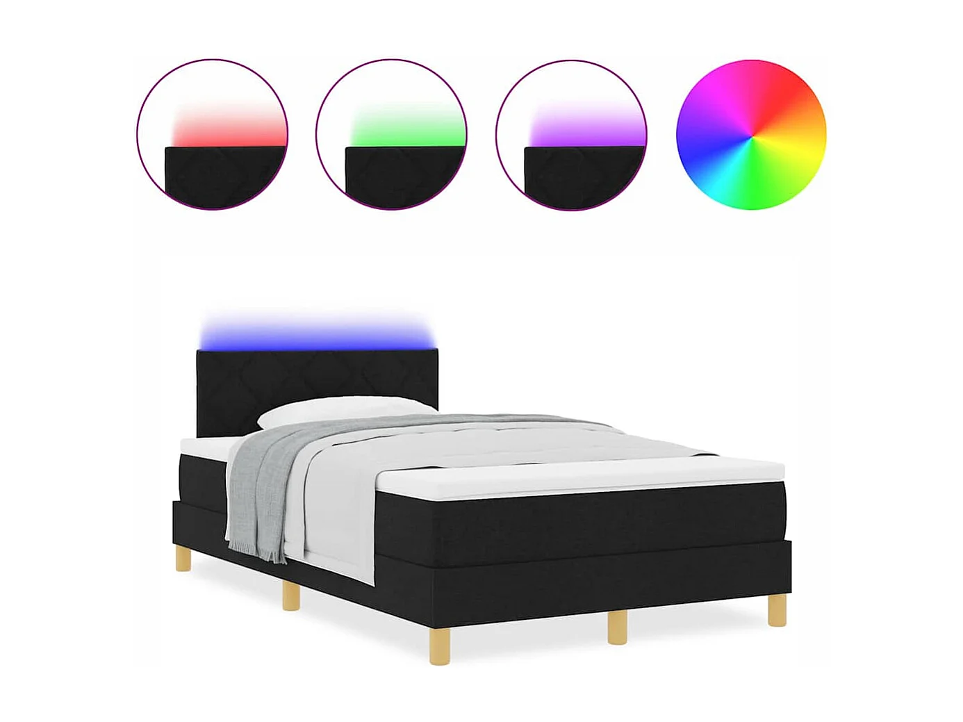 Cama Box com colchão com cabeceira Preto 120 x 190 cm tecido