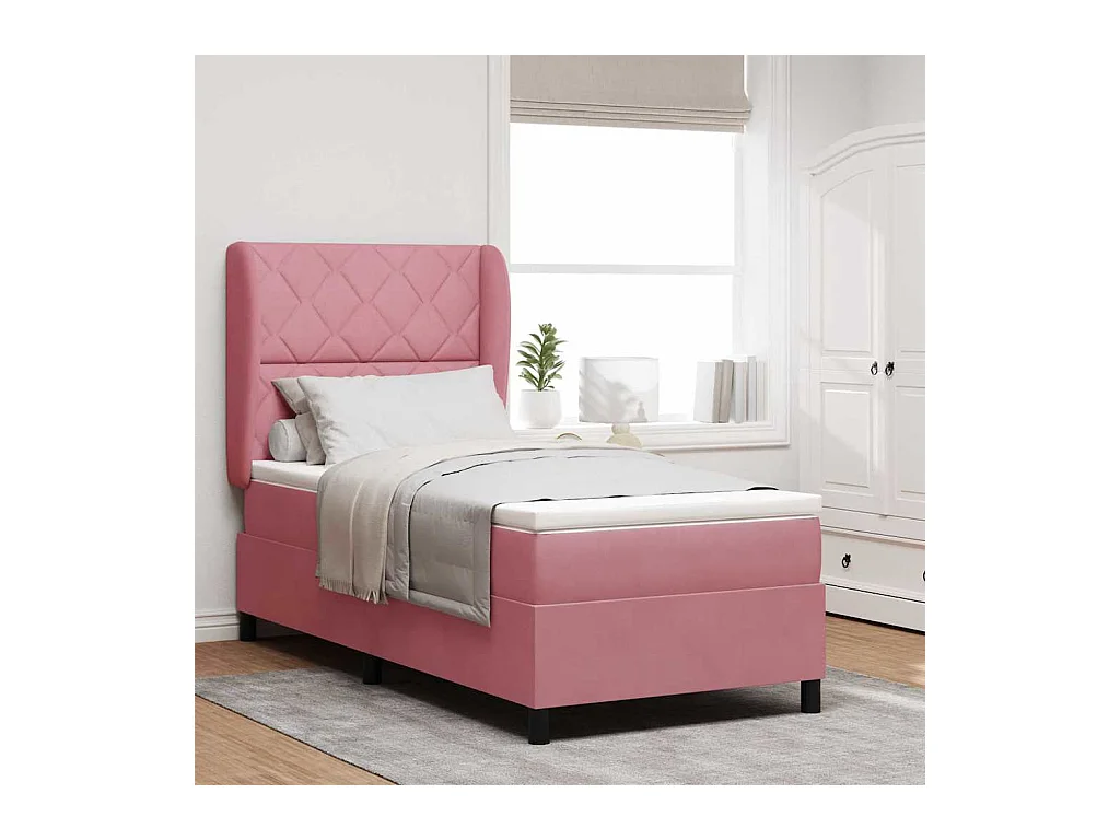 Cadre de lit avec matelas Rose 100 x 200 cm Velours