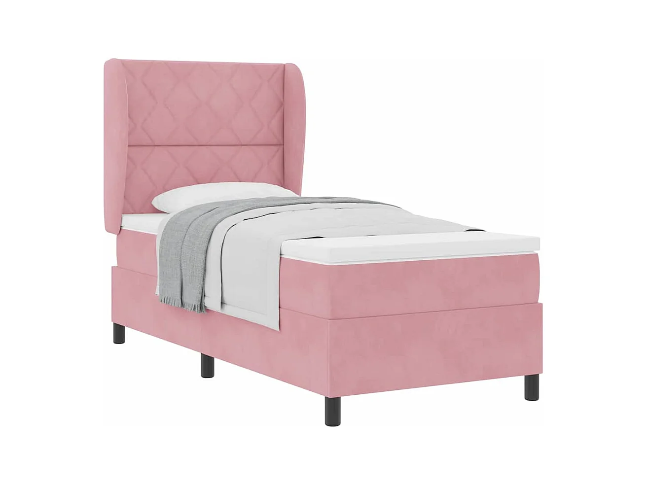 Cadre de lit avec matelas Rose 100 x 200 cm Velours