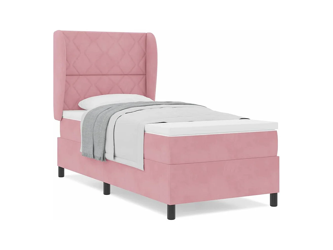 Cadre de lit avec matelas Rose 100 x 200 cm Velours