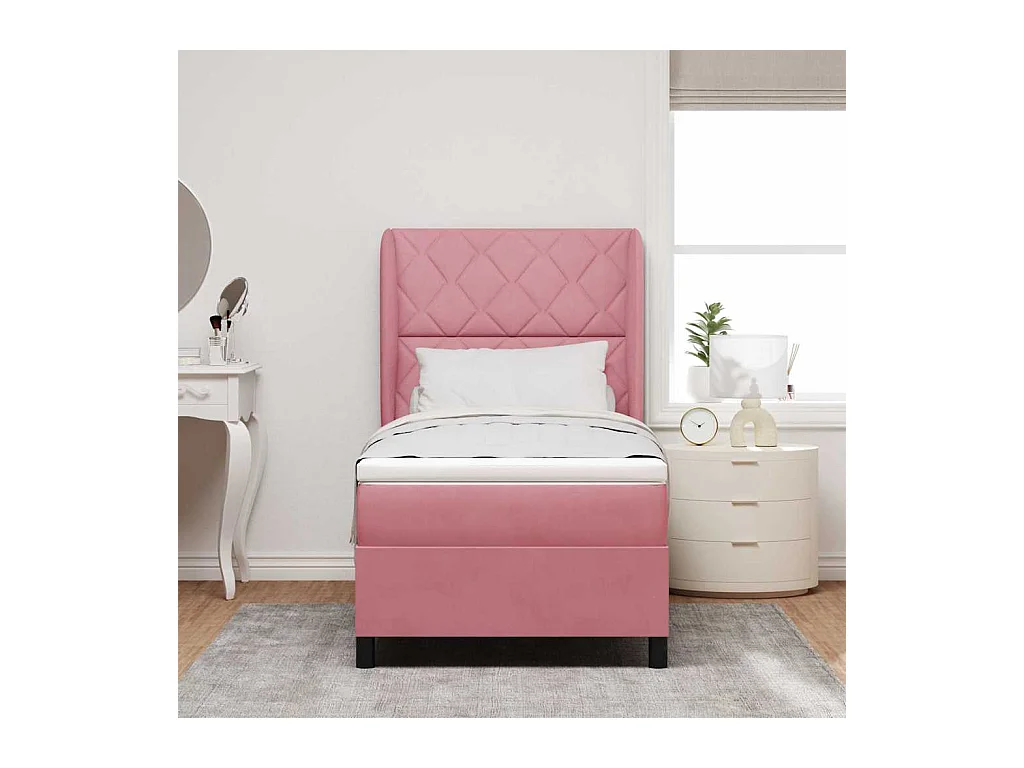 Cadre de lit avec matelas Rose 100 x 200 cm Velours