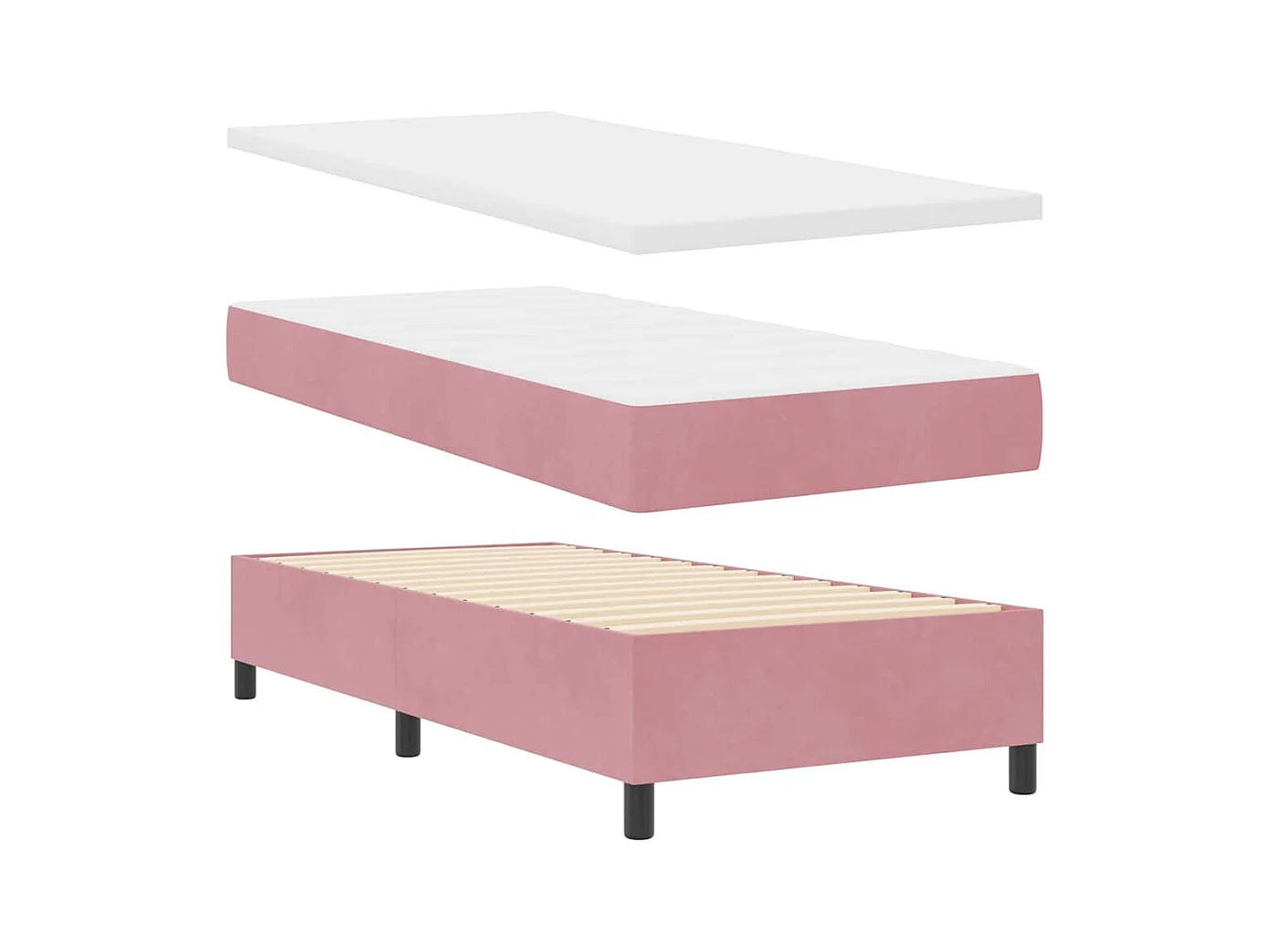 Cadre de lit avec matelas Rose 100 x 200 cm Velours