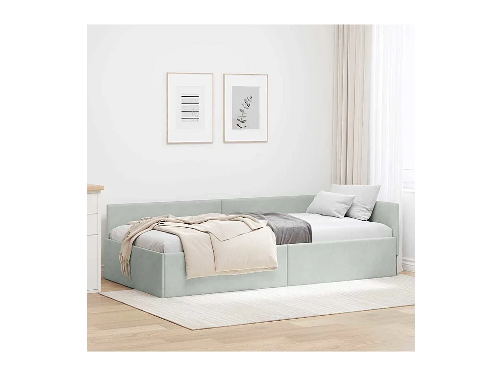 Cadre de lit d'angle Autre Gris clair 90 x 190 cm