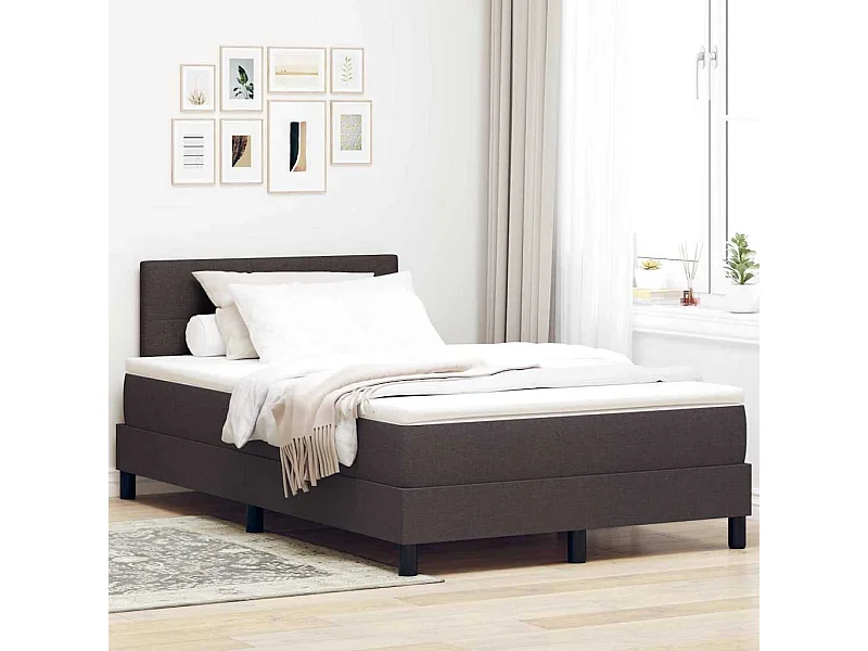 Cama box spring con colchón Marrón Oscuro 120 x 190 cm tela