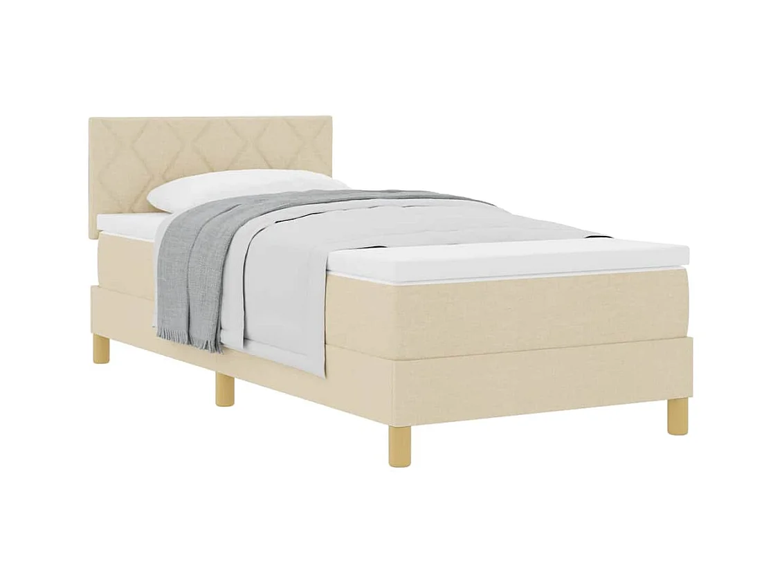 Cadre de lit avec matelas Crème 100 x 200 cm tissu