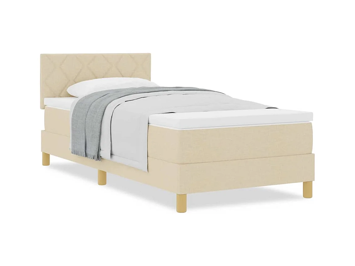 Cadre de lit avec matelas Crème 100 x 200 cm tissu