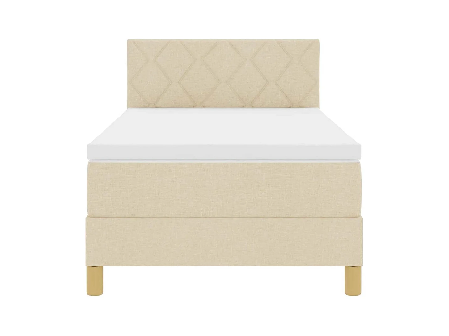 Cadre de lit avec matelas Crème 100 x 200 cm tissu