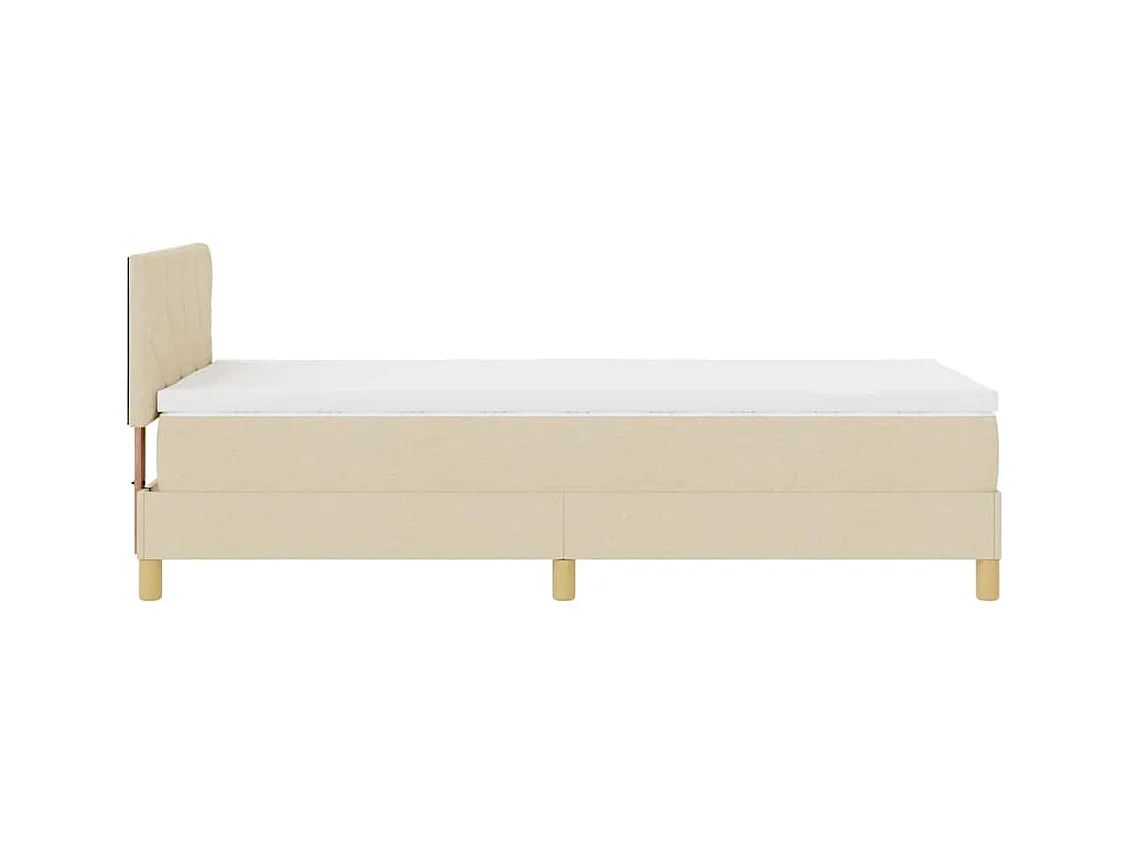 Cadre de lit avec matelas Crème 100 x 200 cm tissu