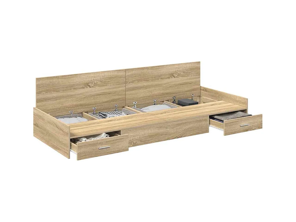 Cadre de lit avec rangement avec tête de lit Chêne Sonoma 80 x 200 cm