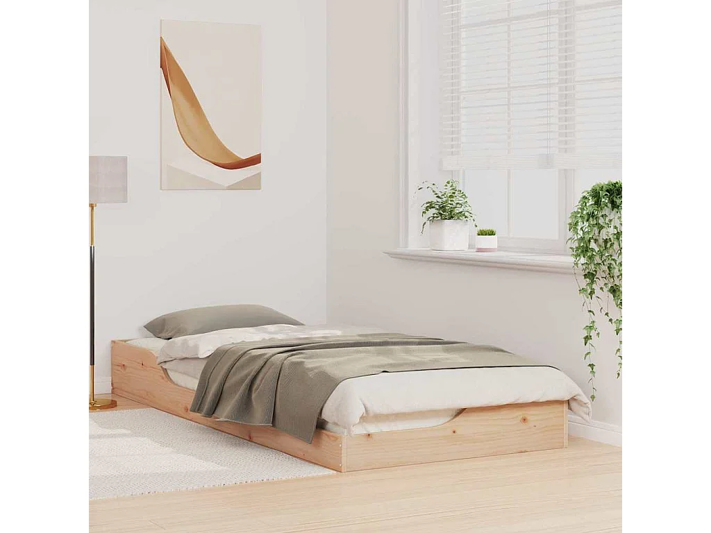 Cadre de lit surélevé Marron 100 x 210 cm Bois massif en pin