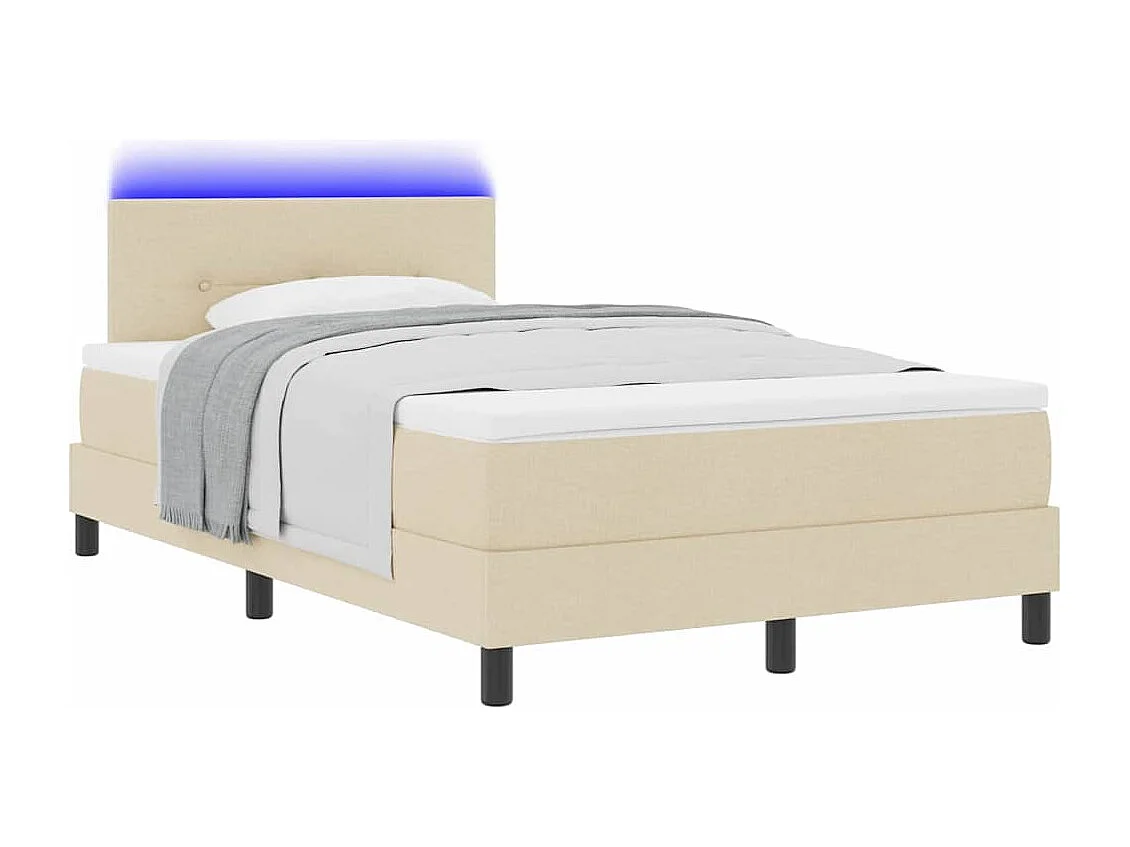 Cadre de lit avec matelas Crème 120 x 200 cm tissu